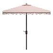 Safavieh Vienna 7.5Ft Square Metal and Fabric Crank Umbrella in Beige / White