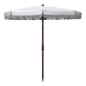 Safavieh Estonia 6.5 Ft Fringe Metal and Fabric Beach Umbrella in White