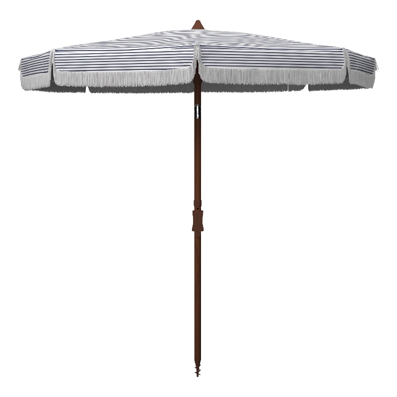 Safavieh Copen 6.5 Ft Metal and Fabric Beach Umbrella in Navy / White