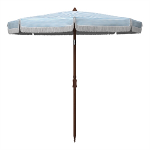 Safavieh Copen 6.5 Ft Metal and Fabric Beach Umbrella in Baby Blue / White