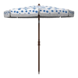 Safavieh Sydney 6.5 Ft Metal and Fabric Beach Umbrella in Baby Blue / White