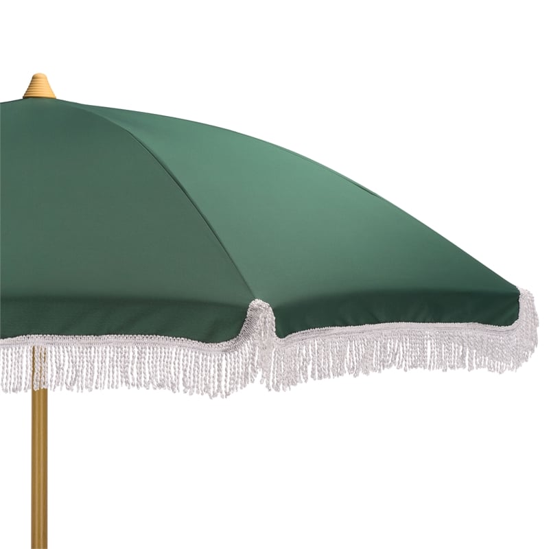 Safavieh Valencia 6.5 Ft Metal and Fabric Beach Umbrella in Green
