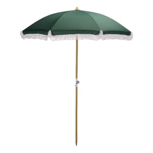 Safavieh Valencia 6.5 Ft Metal and Fabric Beach Umbrella in Green