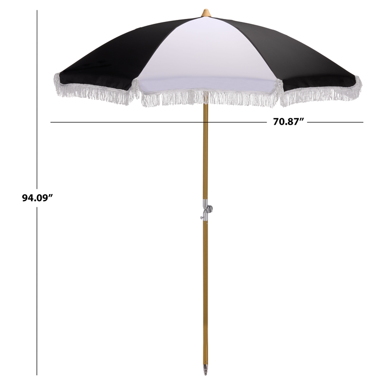 Safavieh Gallo 6.5 Ft Metal and Fabric Beach Umbrella in Black