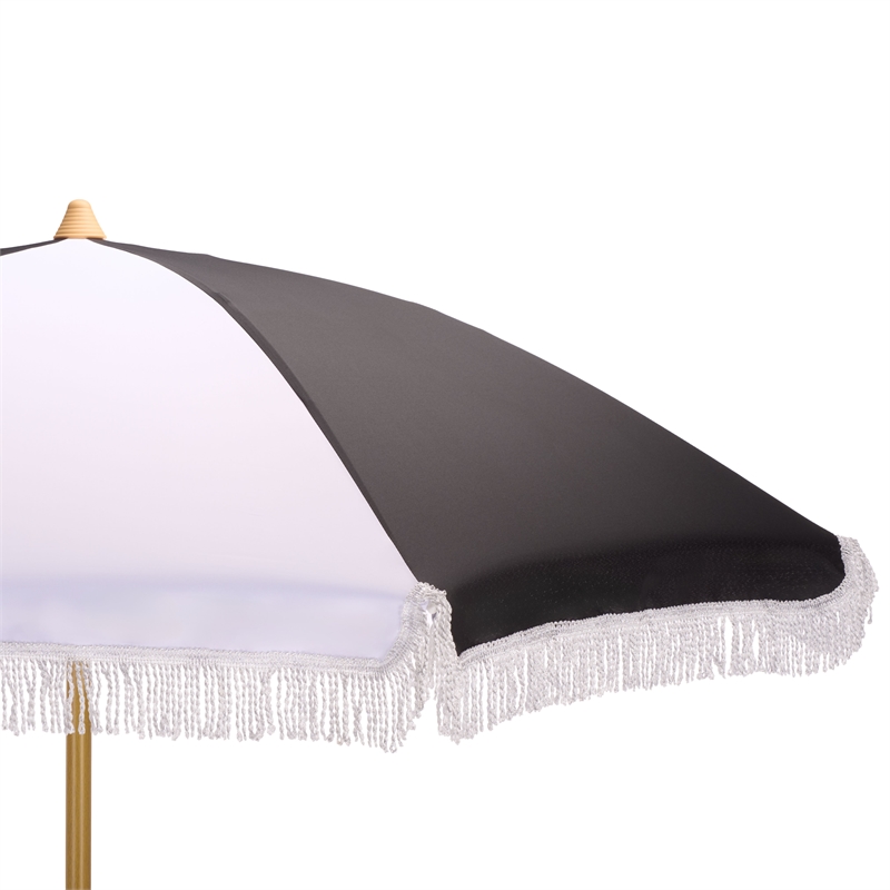 Safavieh Gallo 6.5 Ft Metal and Fabric Beach Umbrella in Black