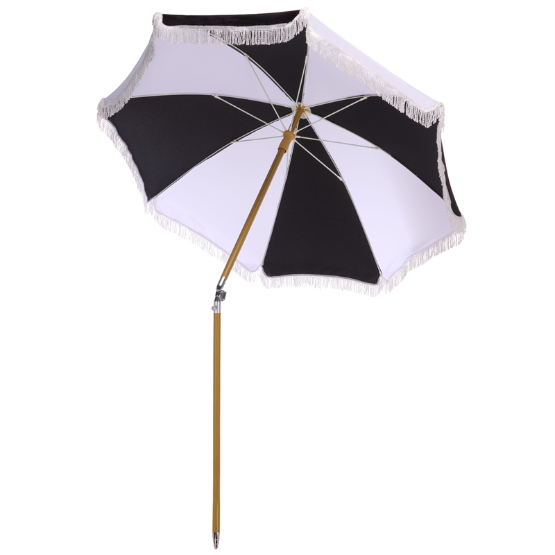 Safavieh Gallo 6.5 Ft Metal and Fabric Beach Umbrella in Black