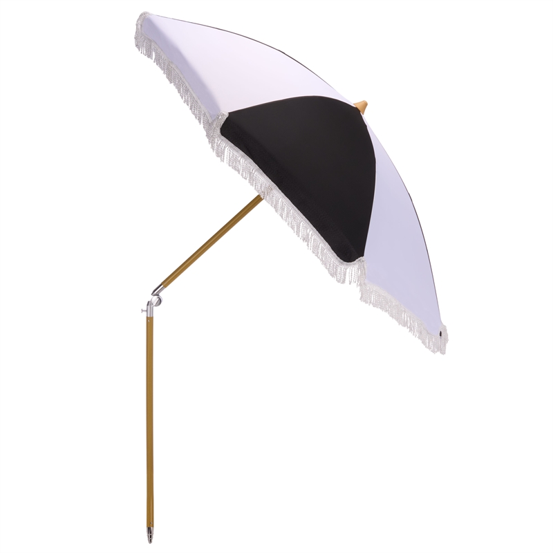 Safavieh Gallo 6.5 Ft Metal and Fabric Beach Umbrella in Black