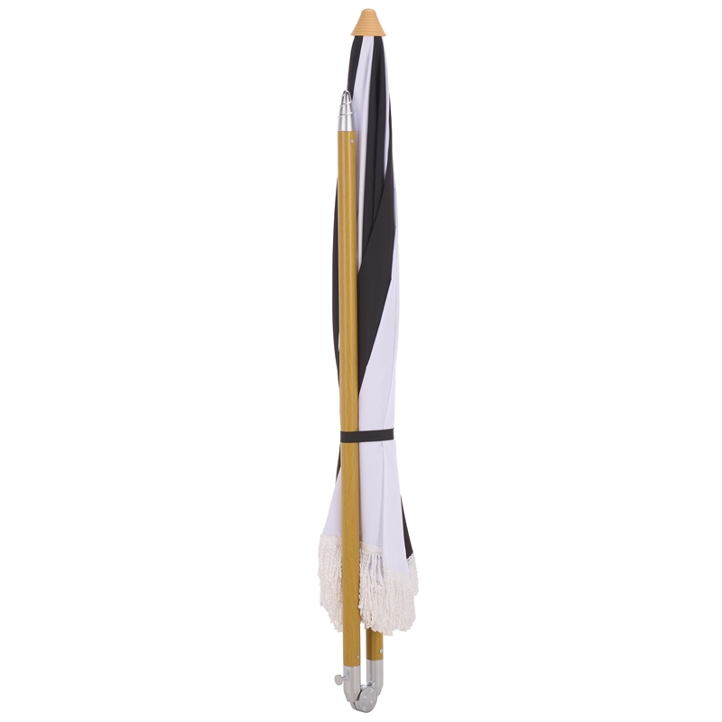 Safavieh Gallo 6.5 Ft Metal and Fabric Beach Umbrella in Black