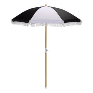 Safavieh Gallo 6.5 Ft Metal and Fabric Beach Umbrella in Black
