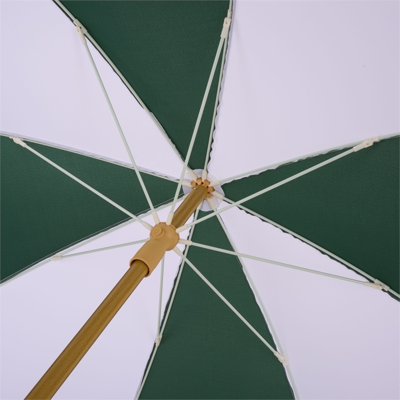 Safavieh Gallo 6.5 Ft Metal and Fabric Beach Umbrella in Green