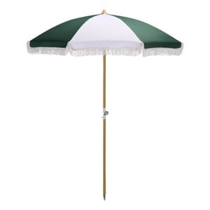 Safavieh Gallo 6.5 Ft Metal and Fabric Beach Umbrella in Green