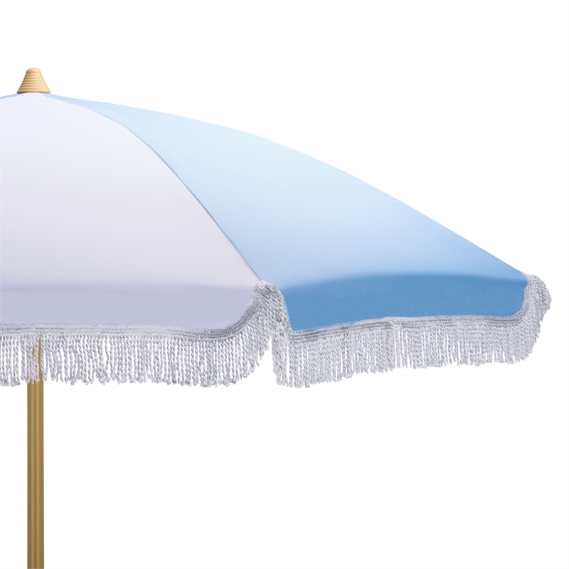 Safavieh Gallo 6.5 Ft Metal and Fabric Beach Umbrella in Baby Blue