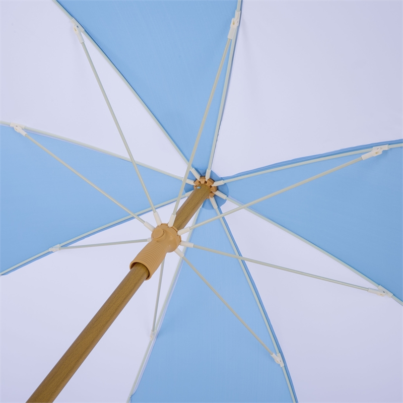 Safavieh Gallo 6.5 Ft Metal and Fabric Beach Umbrella in Baby Blue