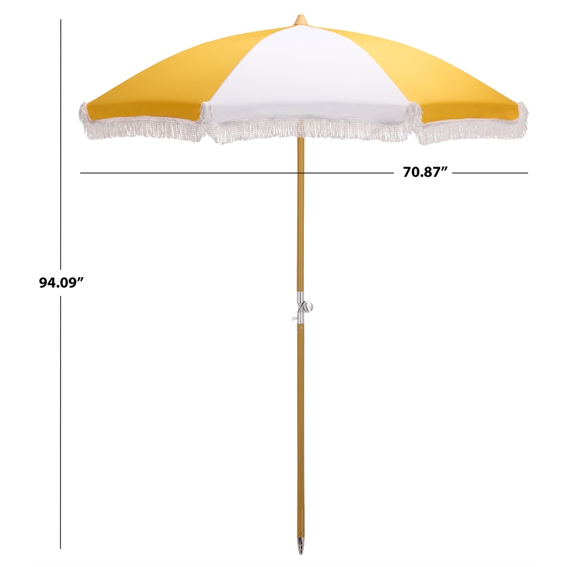 Safavieh Gallo 6.5 Ft Metal and Fabric Beach Umbrella in Yellow