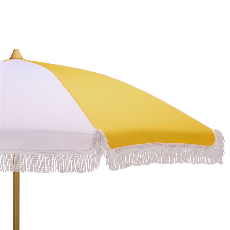 Safavieh Gallo 6.5 Ft Metal and Fabric Beach Umbrella in Yellow