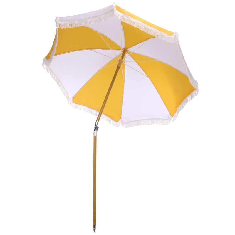 Safavieh Gallo 6.5 Ft Metal and Fabric Beach Umbrella in Yellow