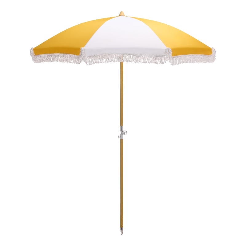 Safavieh Gallo 6.5 Ft Metal and Fabric Beach Umbrella in Yellow