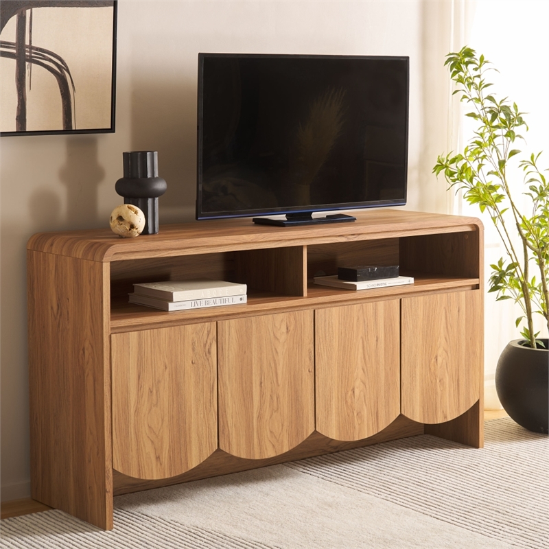 Safavieh Narine 4 Door 2 Shelf Wood Sideboard/Media in Oak