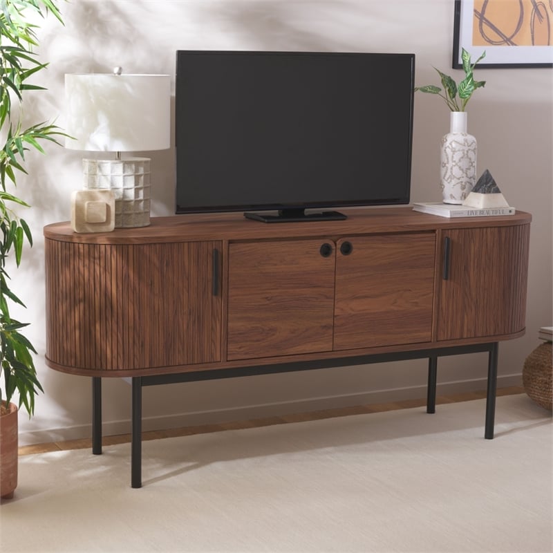 Safavieh Shaelynn 4 Door Wood  Sideboard/Media in Walnut / Black