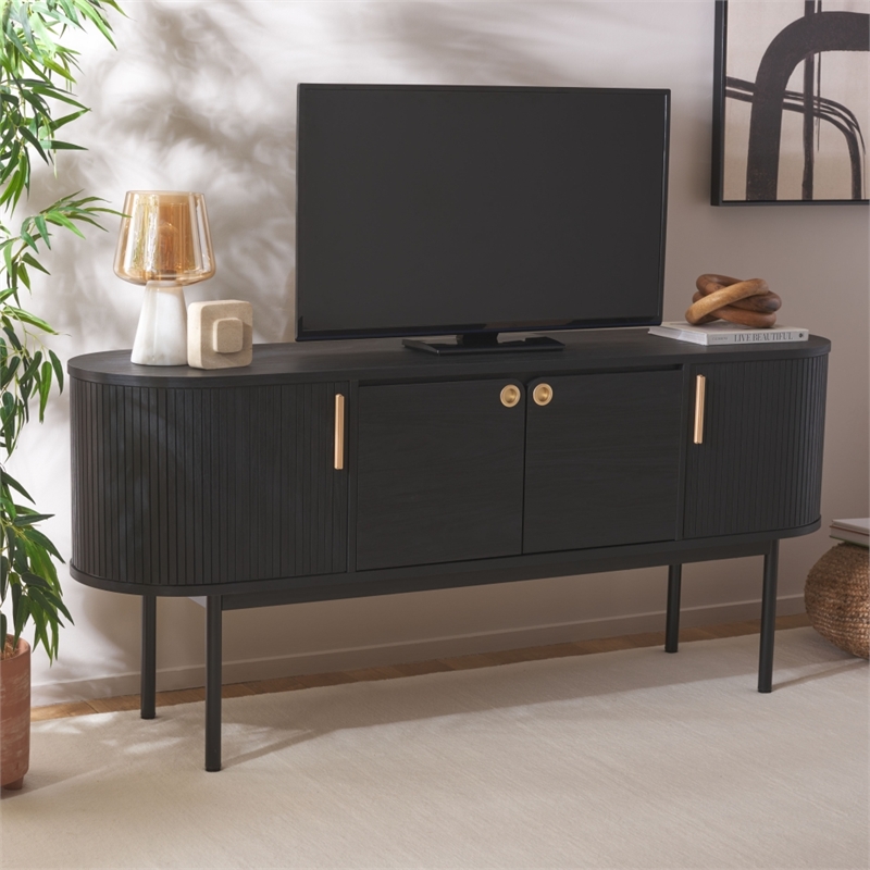 Safavieh Shaelynn 4 Door Wood  Sideboard/Media in Black / Black