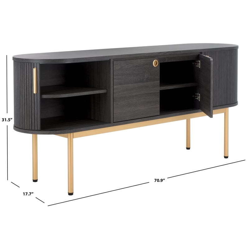 Safavieh Shaelynn 4 Door Wood  Sideboard/Media  in Black / Gold