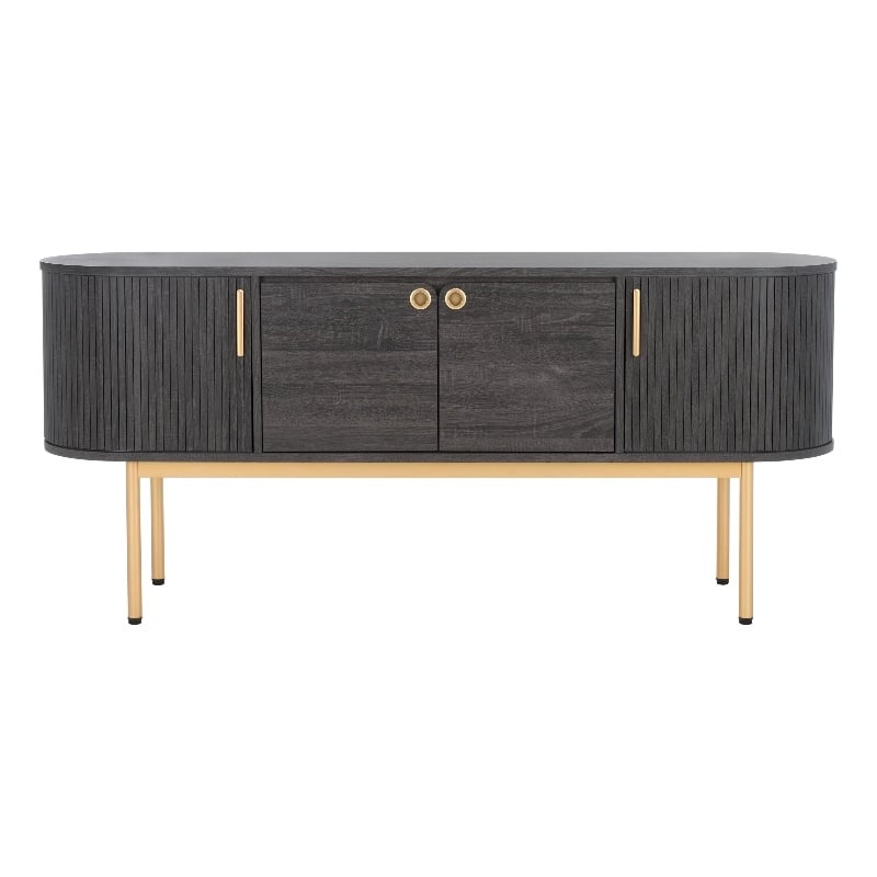Safavieh Shaelynn 4 Door Wood  Sideboard/Media  in Black / Gold