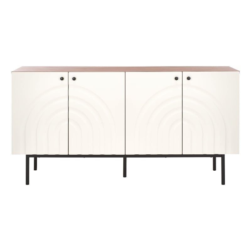 Safavieh Mayln 4 Door Wood and Steel Sideboard/Mediastand in Ivory / White