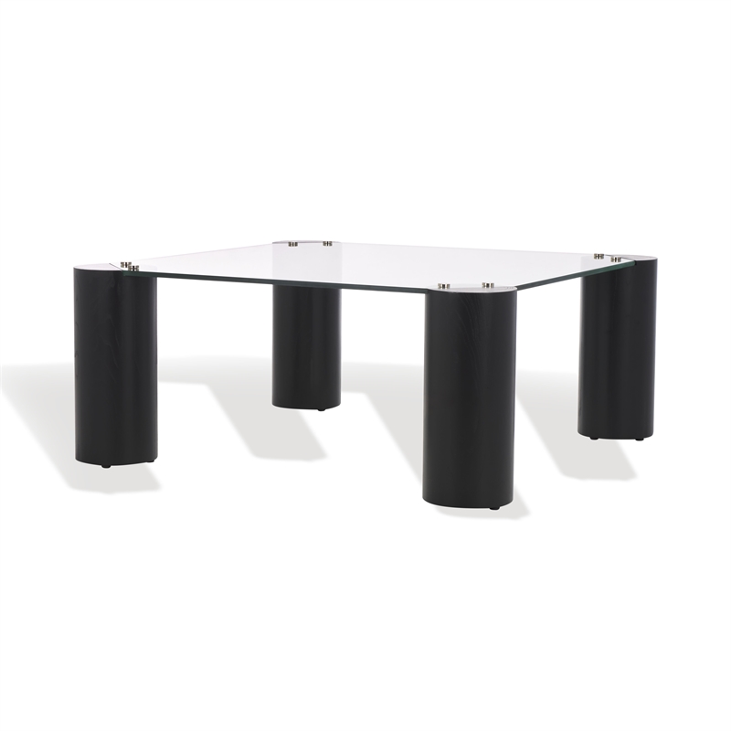 Safavieh Robbie Square Glass Coffee Table in Black