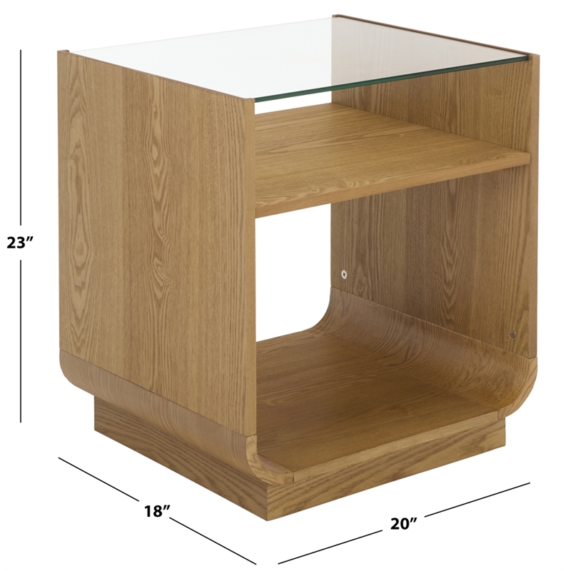 Safavieh Acres Wood Accent Table in Natural / Glass