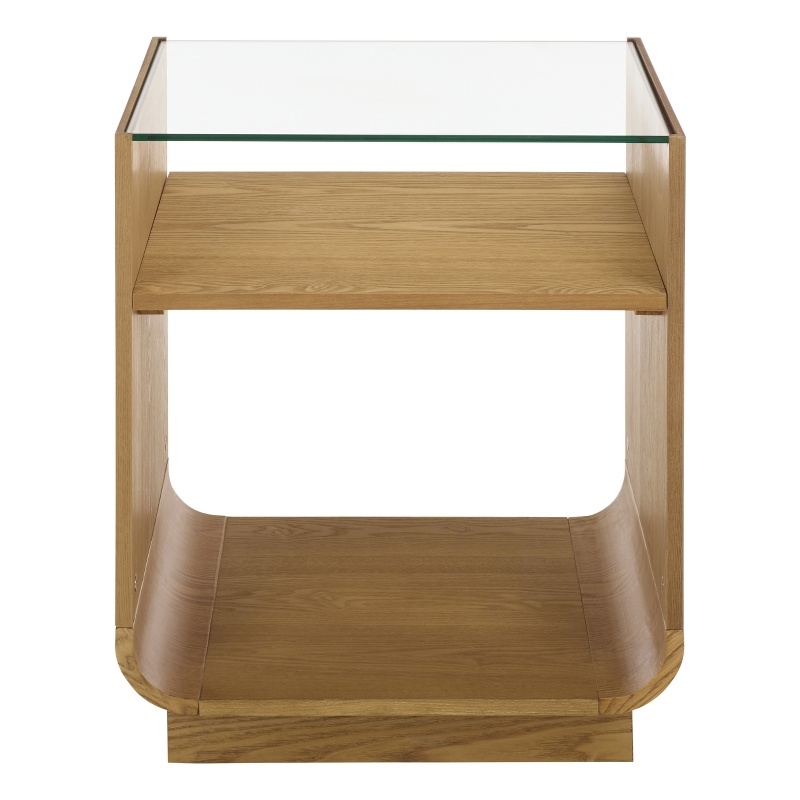 Safavieh Acres Wood Accent Table in Natural / Glass