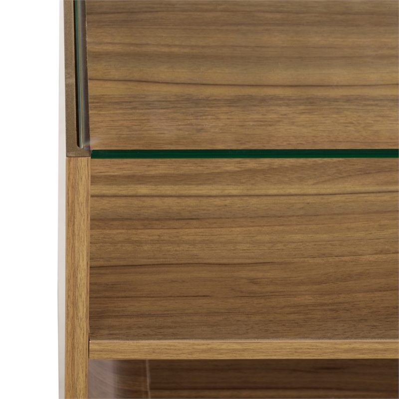 Safavieh Acres Wood Accent Table in Dark Oak / Glass