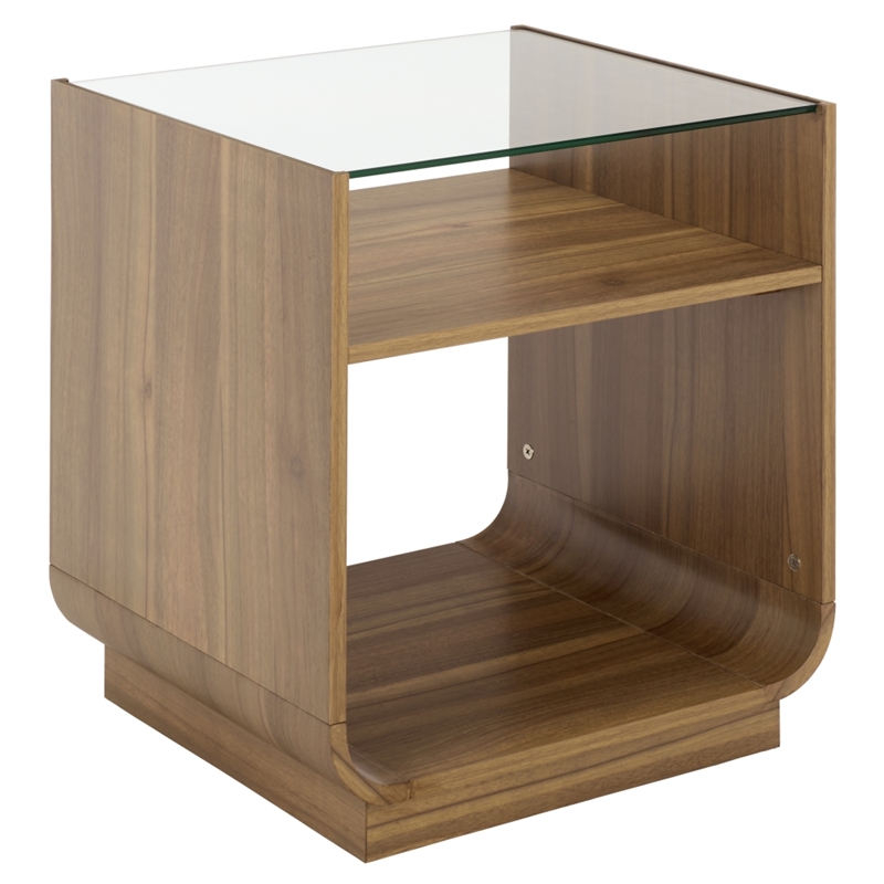Safavieh Acres Wood Accent Table in Dark Oak / Glass