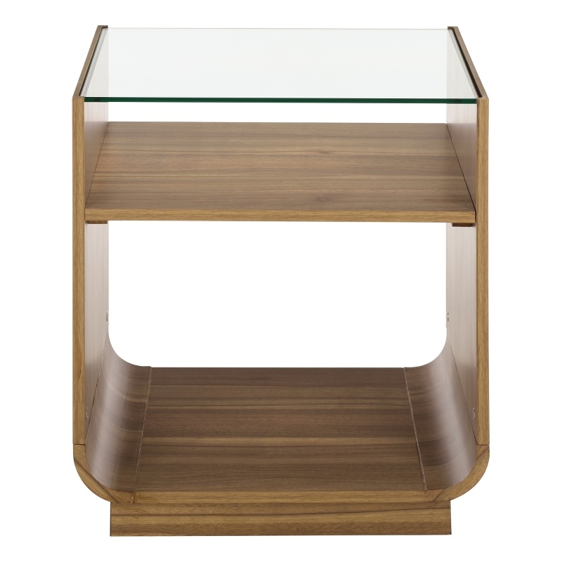 Safavieh Acres Wood Accent Table in Dark Oak / Glass