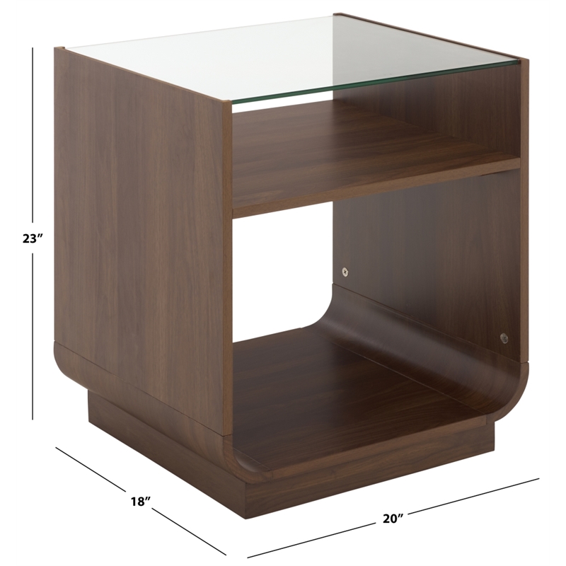 Safavieh Acres Wood Accent Table in Walnut / Glass