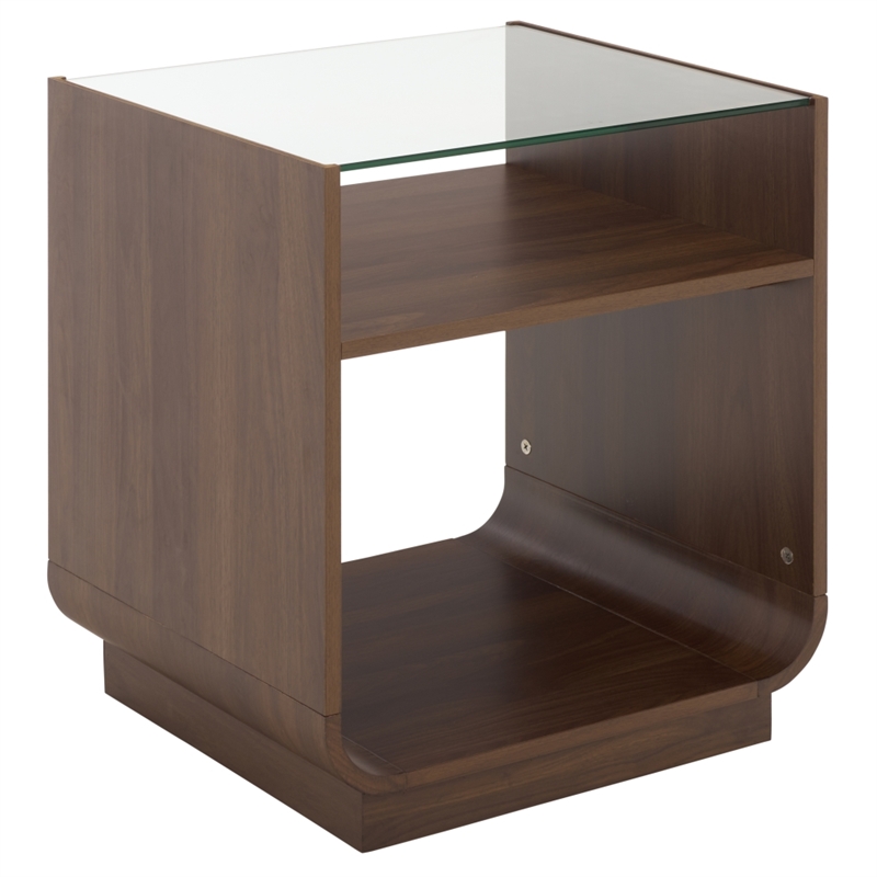 Safavieh Acres Wood Accent Table in Walnut / Glass