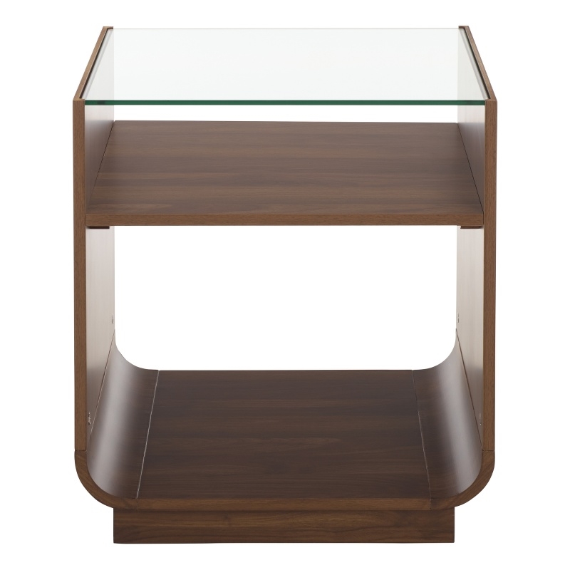 Safavieh Acres Wood Accent Table in Walnut / Glass