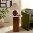 Safavieh Lauretta Marble and Wood Side Table in Gray / White / Brown