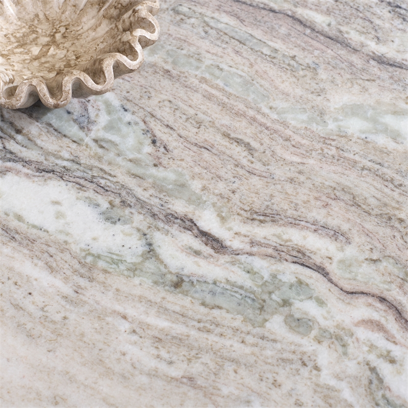 Safavieh Lauretta Marble and Wood Side Table in Gray / White / Brown