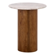Safavieh Lauretta Marble and Wood Side Table in Gray / White / Brown