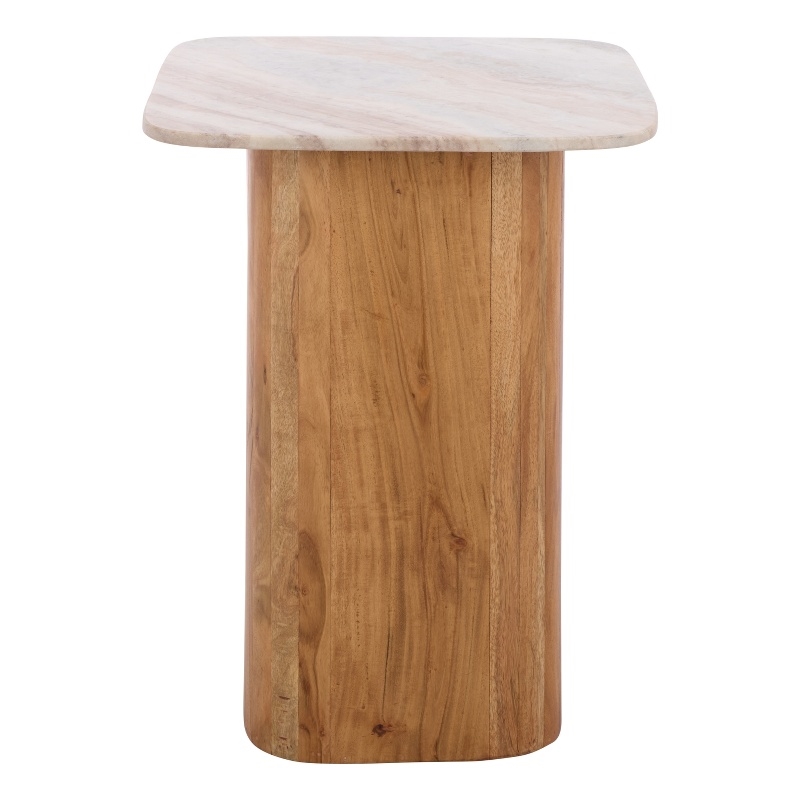 Safavieh Marisa Marble and Wood Side Table in White / Brown