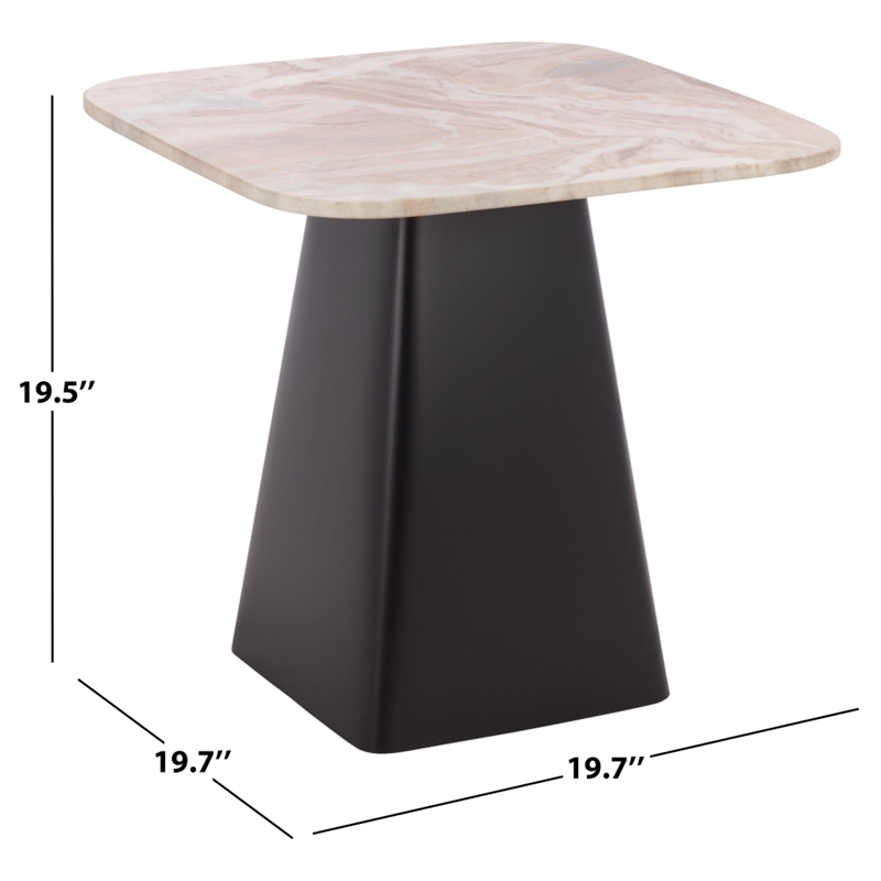 Safavieh Tecia Marble and Iron Side Table  in Brown/ White / Black