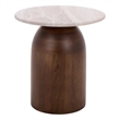 Safavieh Calana Marble and Wood Side Table in  White / Brown