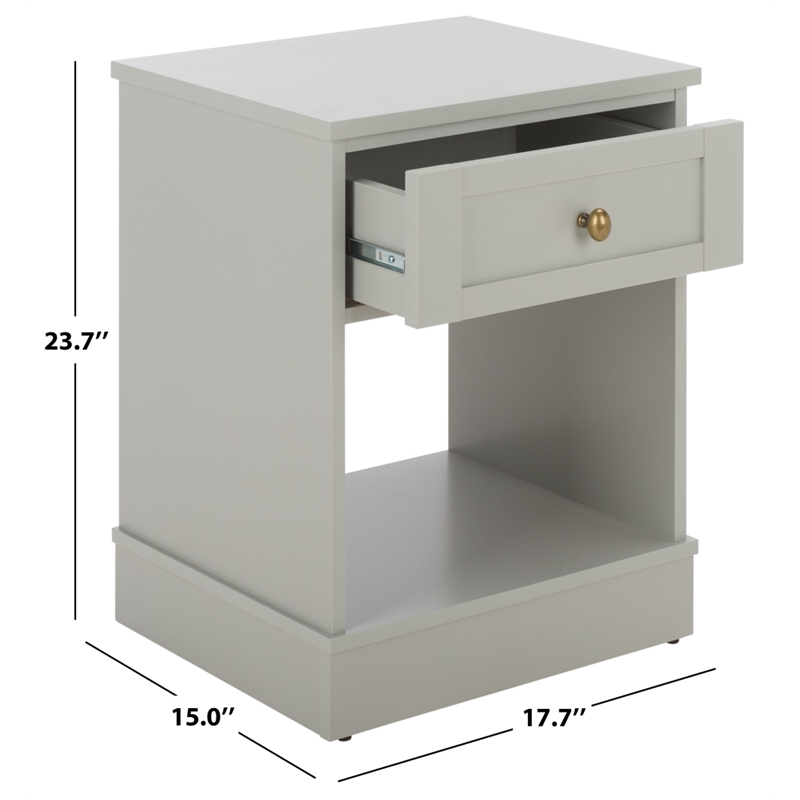 Safavieh Shafa Wood Side Table in Light Gray / Brass