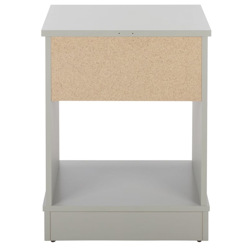 Safavieh Shafa Wood Side Table in Light Gray / Brass