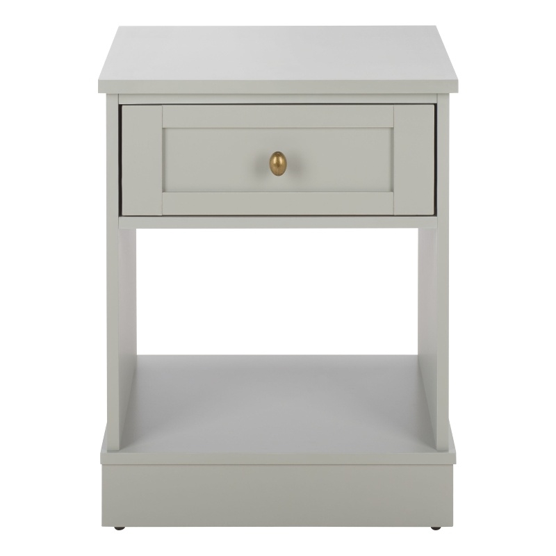 Safavieh Shafa Wood Side Table in Light Gray / Brass