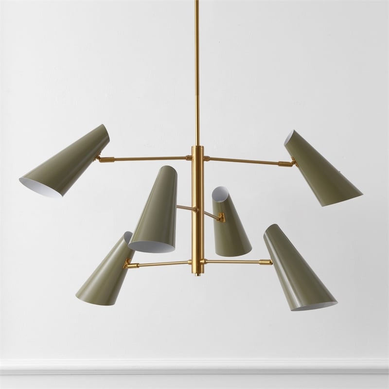 Safavieh Atena  Iron Chandelier in Brass / Green