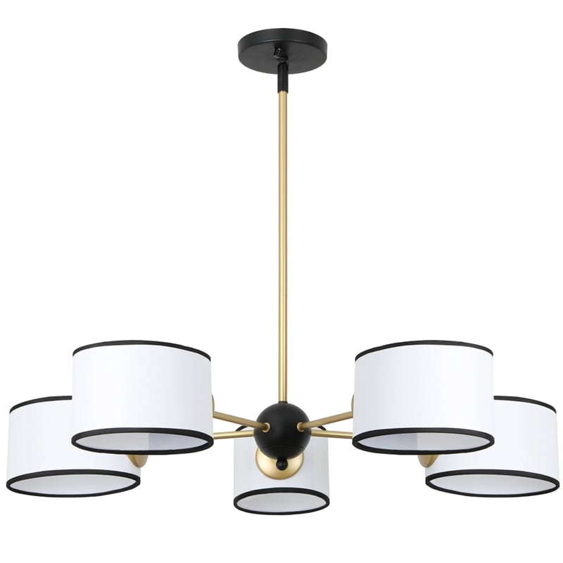 Safavieh Mickie Iron and Fabric Chandelier in White / Black