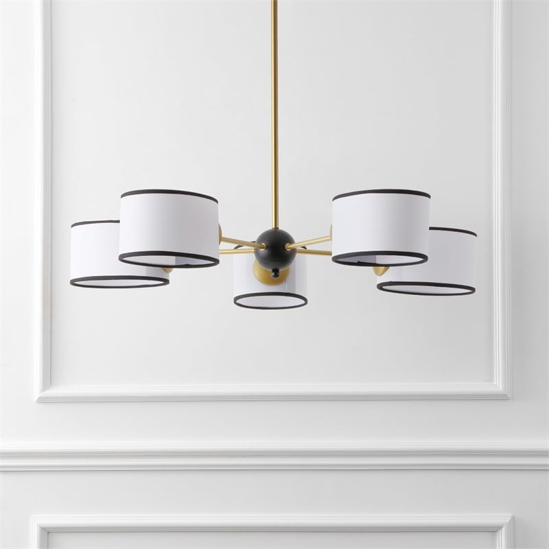 Safavieh Mickie Iron and Fabric Chandelier in White / Black