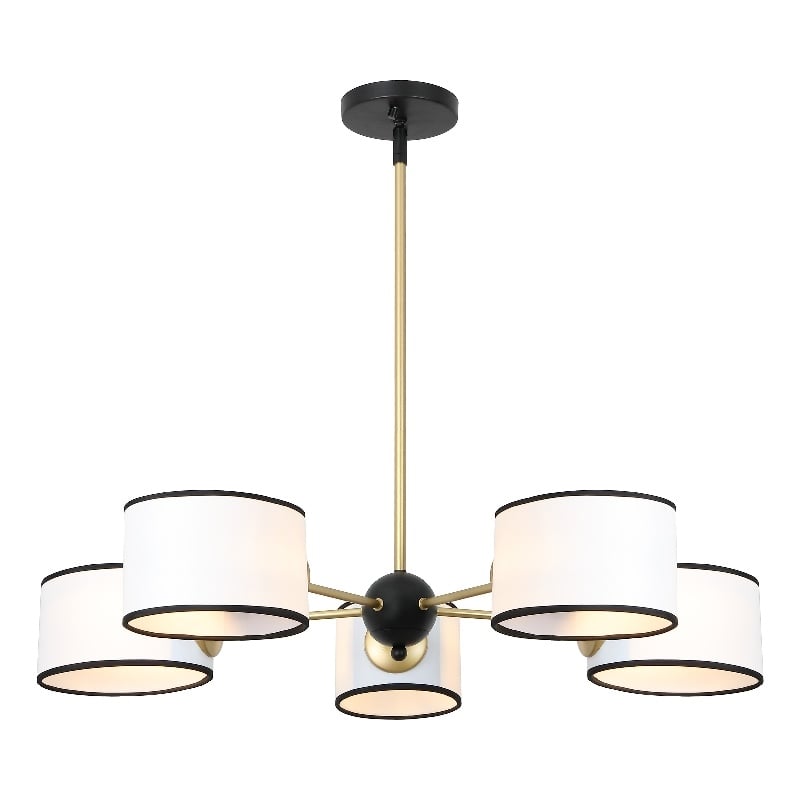 Safavieh Mickie Iron and Fabric Chandelier in White / Black