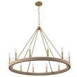 Safavieh Enya Rattan and Iron Chandelier  in Natural / Gold